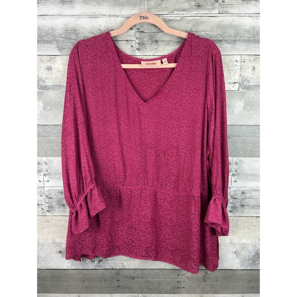 Evri Women's 1X Long Sleeve V Neck Blouse